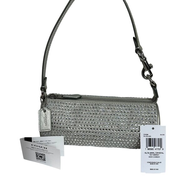 Coach NOLITA Barrel Bag CRYSTAL Silver Metallic - Picture 1 of 13